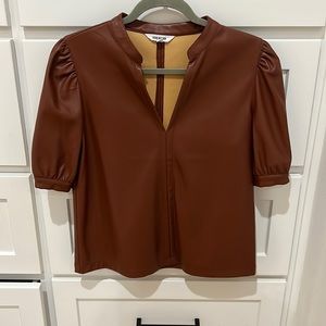 Steve Madden Brown Faux Leather Top